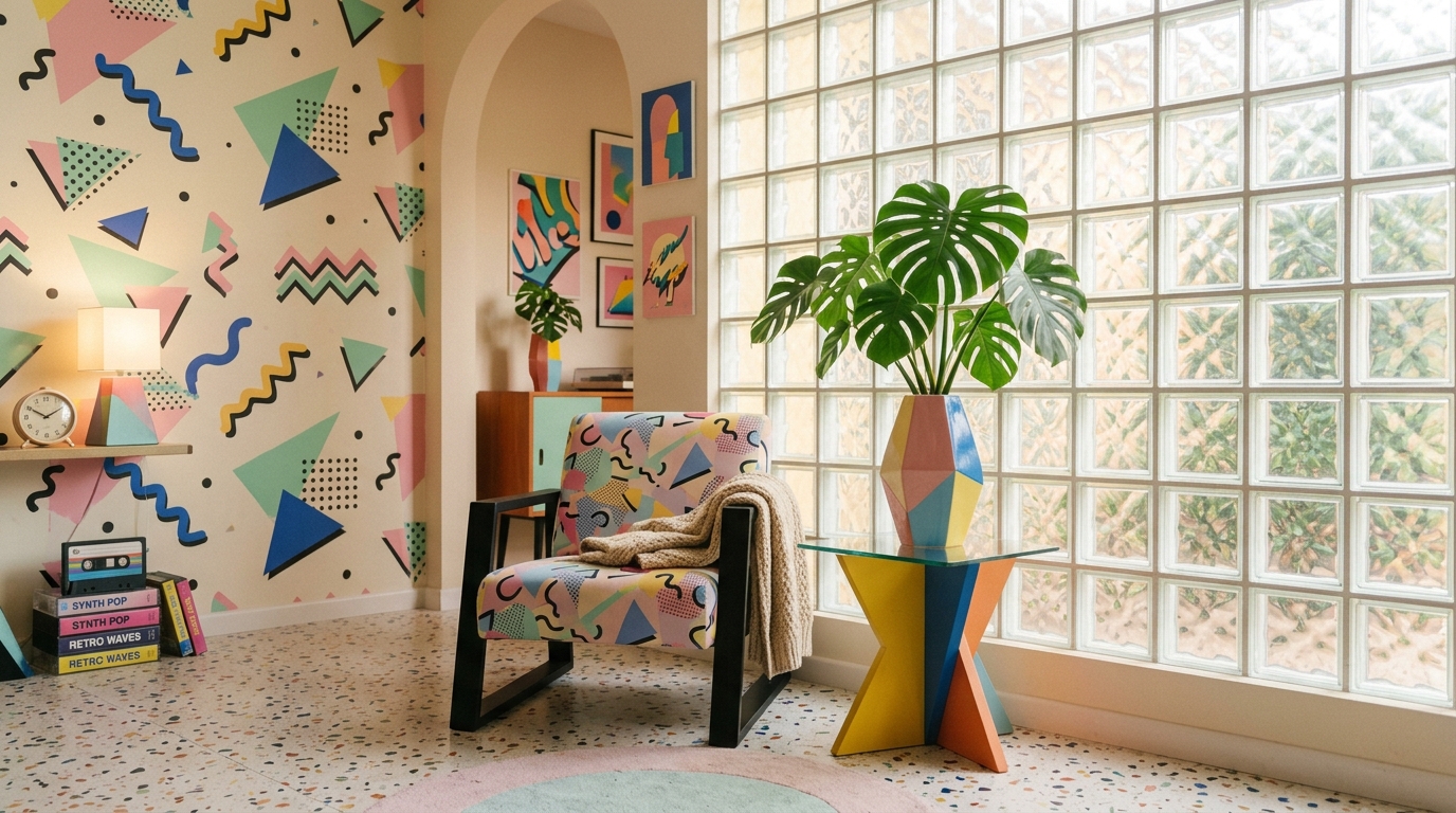 Download Retro Interior Design With Tropi Wallpaper | Dark · Mobile Hd Ultra Hd Background — Dark Mobile Hd Wallpaper Background — Dark Mobile HD Wallpaper wallpaper — 1376×768