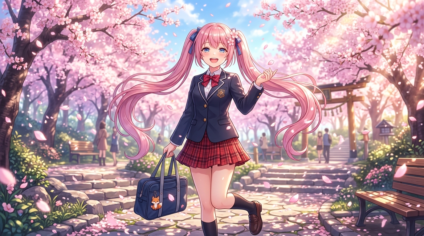 Anime Girl In School Uniform Background — Anime Mobile HD Wallpaper wallpaper — 1376×768