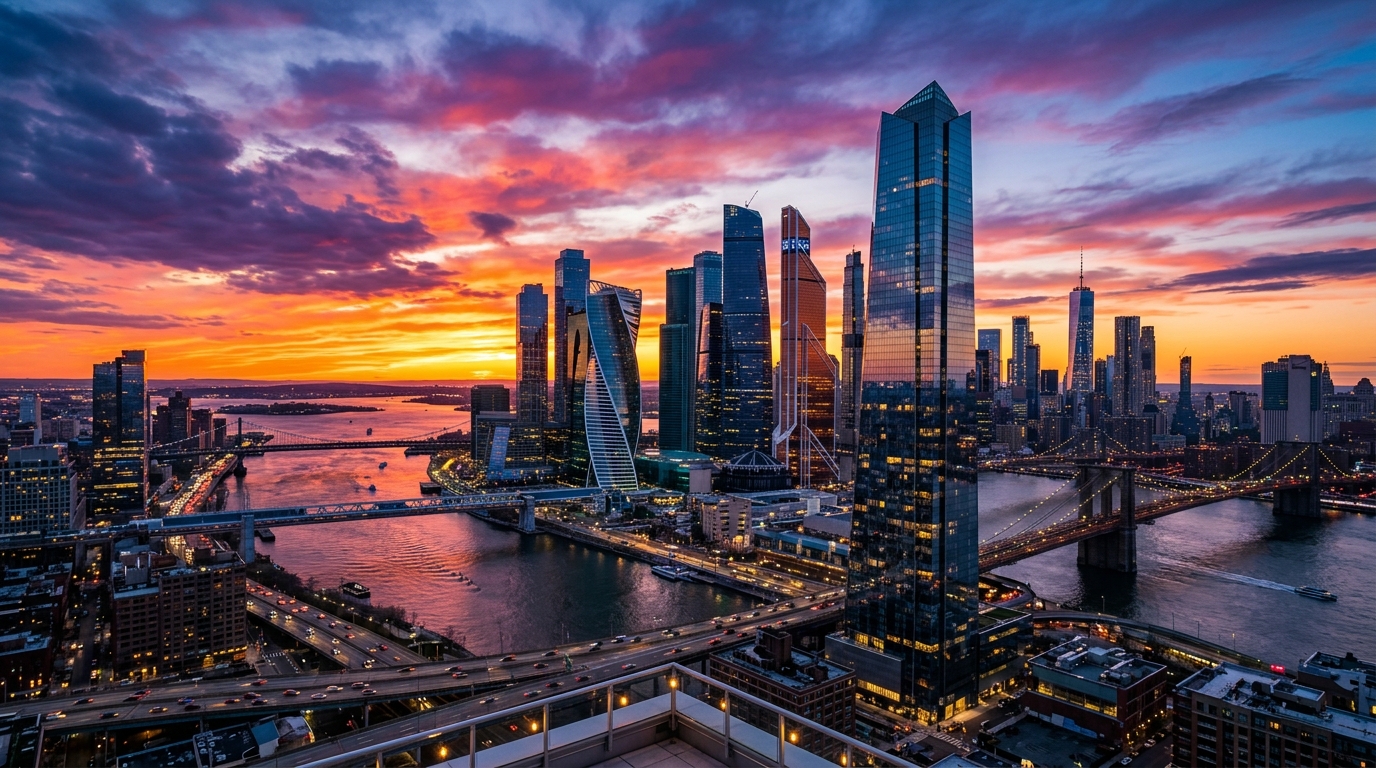 Download Modern Metropolis Reflecting Sunset Wallpaper | City · Mobile HD Ultra HD wallpaper — 1376×768