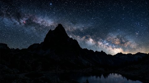 Mountain Peak Under Starry Sky Dark Wallpaper — Free Mobile HD Download wallpaper