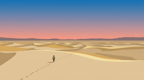 Mobile HD Figure In Vast Landscape Minimalist Wallpaper — Desktop & Phone Background wallpaper