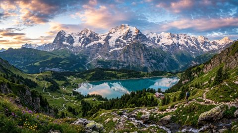 Stunning Mountain Peaks And Alpine Vistas Wallpaper (Nature) — 4K Ultra HD Free Background wallpaper