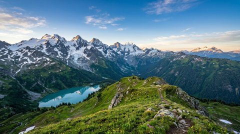 Mountain Peaks And Alpine Vistas Background — Nature 4K Ultra HD Wallpaper wallpaper