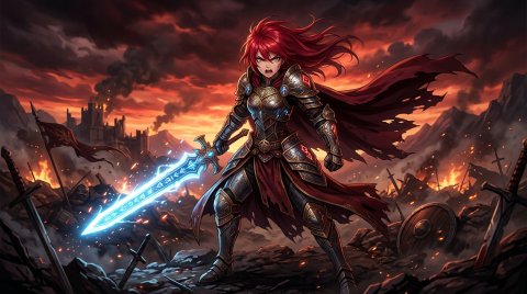 Anime Girl Holding Glowing Sword Anime Wallpaper — Free Mobile HD Download wallpaper