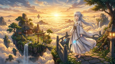 Stunning Anime Girl Standing On Island Wallpaper (Anime) — Mobile HD Free Background wallpaper
