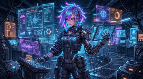 Mobile HD Cyberpunk Girl Standing In Labor Anime Wallpaper — Desktop & Phone Background wallpaper