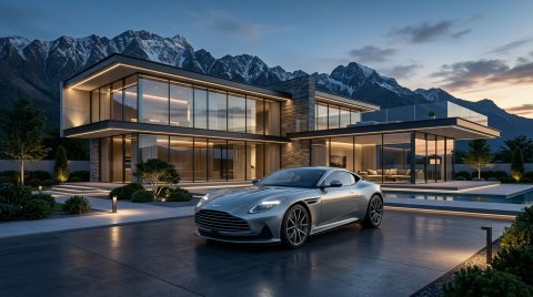 Car Parked Before Mansion Background — Cars Mobile HD Wallpaper wallpaper