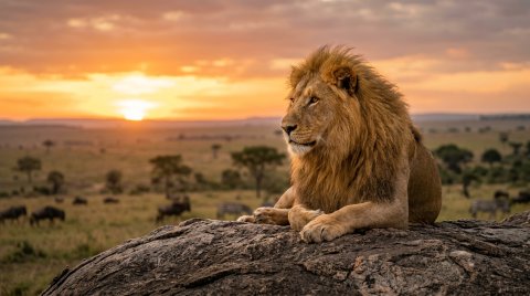 Free Mobile HD Lion Resting On Rock Wallpaper for Desktop, Mobile & Tablet wallpaper