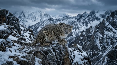 Snow Leopard In Rocky Terrain Background — Animals Mobile HD Wallpaper wallpaper
