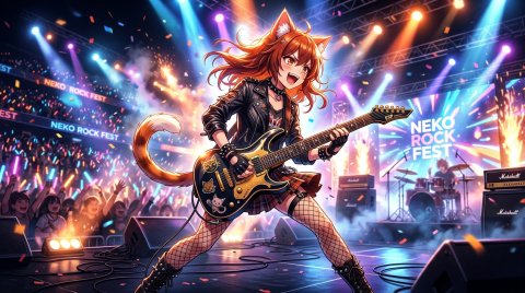 4K Ultra HD Anime Girl Playing Electric Guitar Anime Wallpaper — Desktop & Phone Background wallpaper