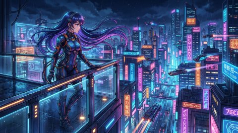 Anime Girl Standing On Balcony Anime Wallpaper — Free 4K Ultra HD Download wallpaper
