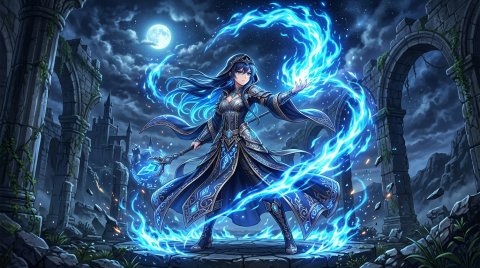 Download Anime Girl Summoning Blue Flames Wallpaper | Anime · 4K Ultra HD Ultra HD wallpaper