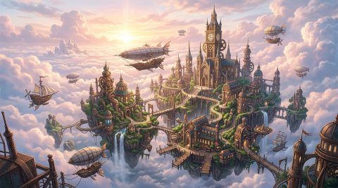 Floating City In Clouds Background — City Mobile HD Wallpaper wallpaper